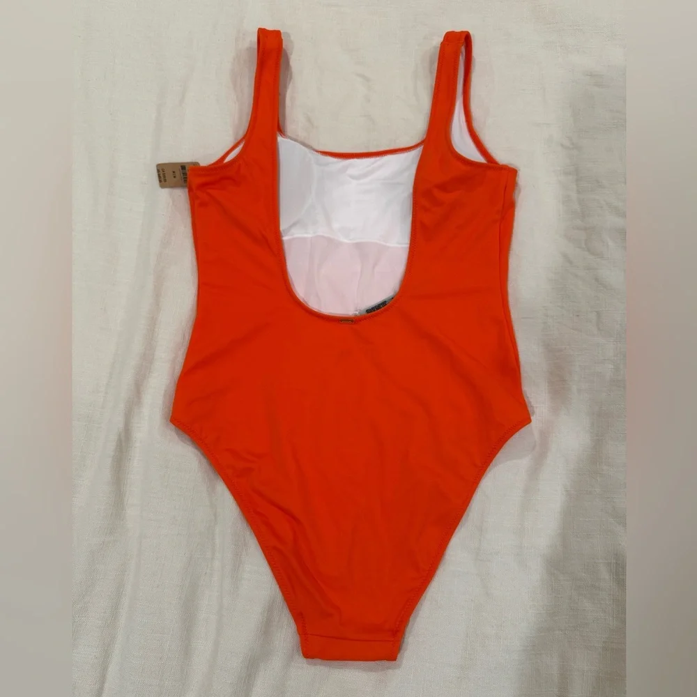 PINK Victoria's Secret Vibrant Orange One-Piece Swimsuit NWT - Picture 4 of 10